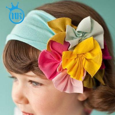 China 2020 new baby soft nylon fabric elastic headband flower headband princess headband baby three-piece suit hair accessories for sale