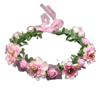 China Comfortable to wear and will not snag your plastic soft multi color lace hair accessories baby flower garland headband bridal hair accessories for sale