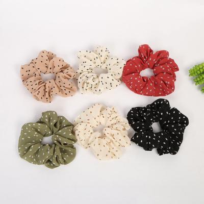 China Large Size Hair Band Dot Korean Custom Style Fashion Hair Tie Elastic Soft Scrunchies Environmentally Friendly Wave For Girls for sale