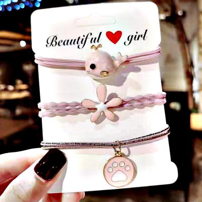 China Attractive Design/Premium Quality 3-Piece Set Elastic Hair Ring Head Rope Cartoon Rubber Band Cute Elastic Hair Tie for sale