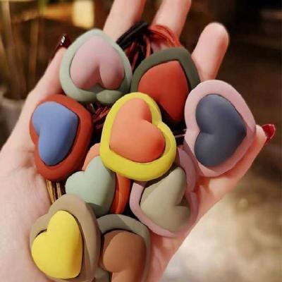 China Attractive Design/Custom Top Quality Color Contrast Candy Hair Rope Accessories Heart Shaped Rubber Hair Band for sale