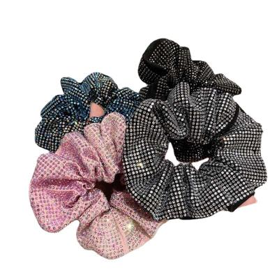 China Shiny Dot Hot Rhinestone Hair Tie Nightclub Large Intestine Hair Rope Hair Accessories Korean Popular Polka Dot for sale