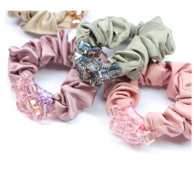 China Popular High-end Handmade Hair Rope Large Intestine Flower Ponytail Crystal Cloth Hair Main Ring for sale