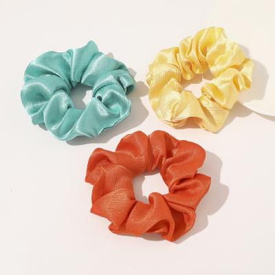 China Retro Hair Scrunchies Cloth Solid Color Stretch Hair Satin Seamless French Environmental Friendly Rope Female Hair Ring for sale