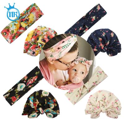 China Attractive design/European top quality mother new and cute baby cross headband rabbit ear costume printed hat headband for sale