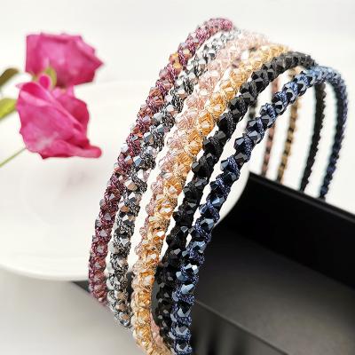 China Luxury Attractive Design Hair Band Hair Accessories Top Quality Korean Crystal Color Diamond Women Rhinestones Headbands for sale