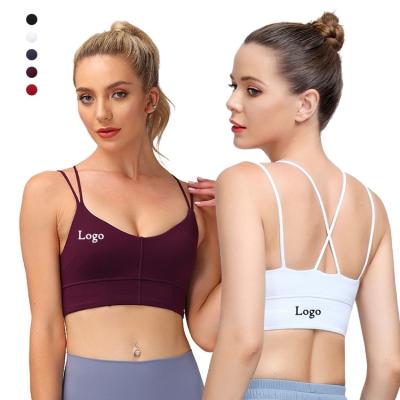 China High Quality Breathable Cross Back Sports Bra Shockproof Custom Made Beauty Push Up Sexy Plus Size S-XXL Woman Sports Bra for sale