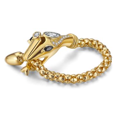 China RINNTIN EQR18 FASHIONABLE Design 925 Silver Gold Plated Textured 14k Snake Adjustable Animal Rings Women Latest for sale