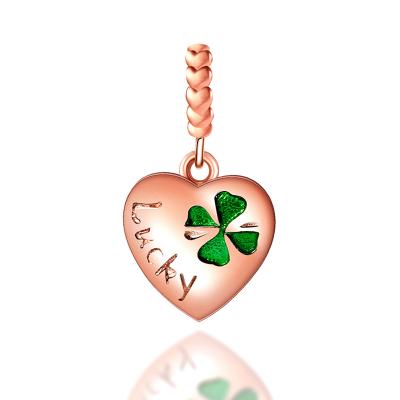 China FASHIONABLE Popular RINNTIN CB138 Lover Heart Lucky With Four Leaf Necklace Pendant Charm for sale