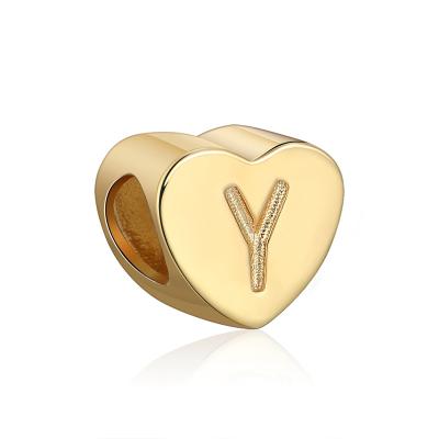 China FASHIONABLE RINNTIN s925 Sterling Silver Letter Y Charm A-Z Gold Initial Heart Pendant Jewelry for Bracelets Necklaces (Letter Y) for sale