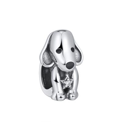 China RINNTIN CB09 Cute Cute Dog Pets Charm 925 Sterling Silver Wholesale Jewelry Charms For Bracelet Making for sale