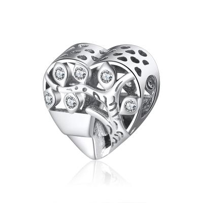 China RINNTIN CB204 DIY FASHION jewelry silver charm for bracelet 925 Sterling Silver New Fashion 2021 heart design bead charm for sale