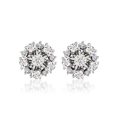 China 2021 Trendy Korean Fashion Stud Earrings S925 Sterling Silver Sparkling Flower Zircon from RINNTIN SE257 for sale