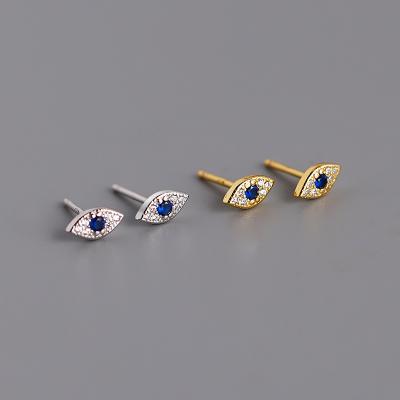 China RINNTIN APE28 FASHIONABLE Devil's Eye Studs Wholesale 925 Sterling Silver Gold Plated Jewelry Stud Earrings for sale