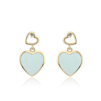 China Hot Selling Romantic RINNTIN EQE13 Real 925 Sterling Silver Jewelry Wholesale Heart Drop Earrings With Enamel Craft for sale