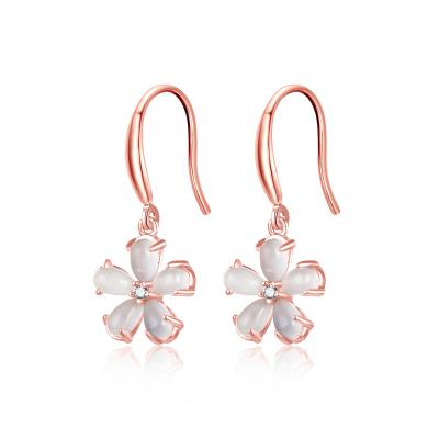 China High Quality Cute RINNTIN EQE19 Drop Earrings Real 925 Sterling Silver Jewelry Wholesale Flower for sale