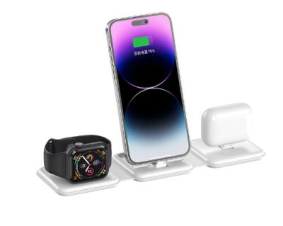 China Smart Watch New 3 in 1 Foldable Wireless Charger Suitable for Apple Watch Phone Earphone Charger for sale