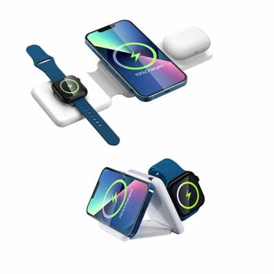 China Smart Watch A101 New 3 in 1 Foldable Wireless Charger Suitable for Apple Watch Phone Earphone Charger for sale