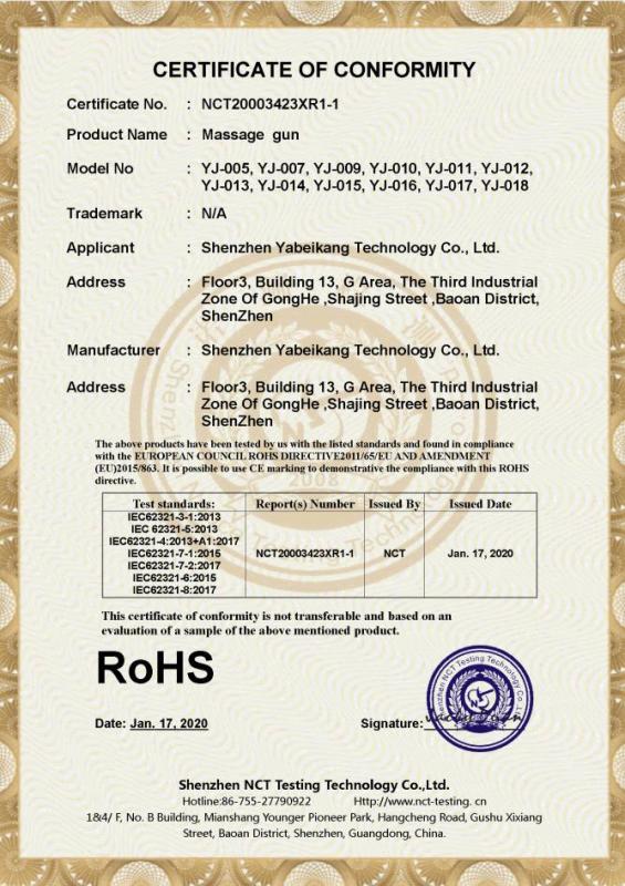 RoHS - Shenzhen Yabeikang Technology Co., Ltd.