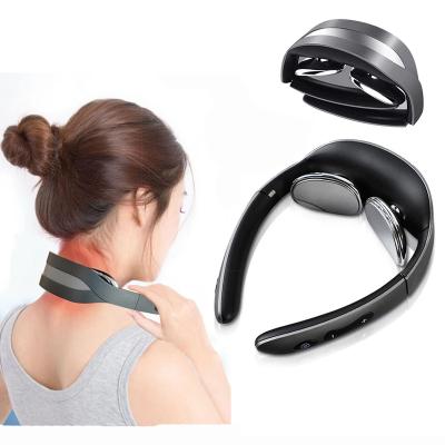 China New 2021 NECK 15 Modes 5 Levels Foldable Electric Neck Low Frequency Massager and Shoulder Massager Therapy Pulse Pain Relief Neck Massager for sale