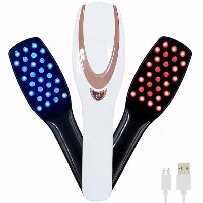 China home & Multifunctional Travel Vibration Hair Growth Brush Light Blue Red Light Therapy Electric Hair Massage Comb For Dropshipping for sale