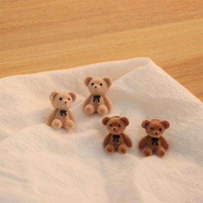 China Wholesale Cute Kawaii Plush Bow Flocking Cute Bear Earrings 3D Teddy Bear Stud Earrings For Girls Gifts for sale