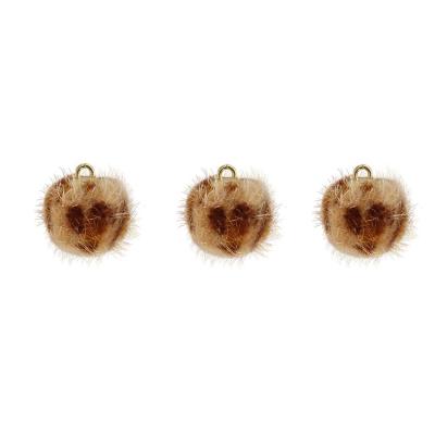 China Trendy Fashionable DIY Opens Leopard Material Pattern Fluffy Pompom Balls For Woman Earring Key Chains for sale