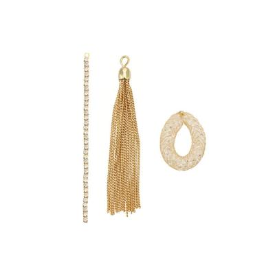 China Fashionable Attractive Jewelry Findings Long True Gold Plated Tassel Rhinestone Cup Chain For Jewelry Bag Hardware Accessories for sale