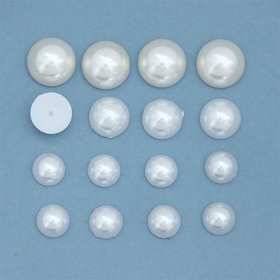 China Elegant 8mm 10mm 12mm Round Imitation Pearl Flat Back ABS Plastic Half Pearl Loose Beads For DIY Jewelry Accessories for sale