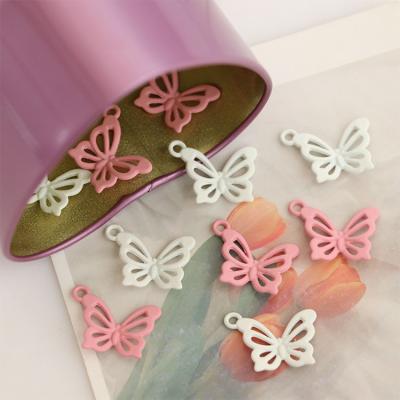 China Sweet Metal Mini Butterfly Pendants Cavity Cute Butterfly Candy Color Alloy Jewelry Findings For DIY Jewelry Making Suppliers for sale