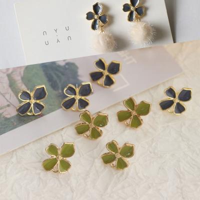 China Fashion Elegant Korean Style Alloy Flowers Stud Earrings With Loop Blank Sublimation Earrings For DIY Drop Earrings for sale