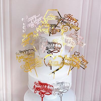 China Hot Sale Customized Acrylic Birthday Cake Toppers Birthday Eco-friendly Disposable Wedding Happy Birthday Topper Cake Decoration for sale