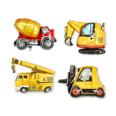 China Excavator Car Party Decoration Toy Wholesale Balloon Forklift Crane Vehicle Aluminum Film Shape Festival Decoration Selection Cartoon Engineering New for sale