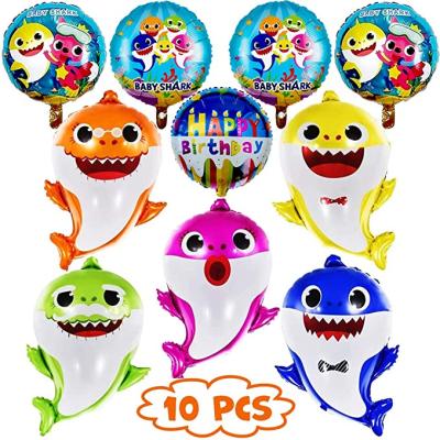 China Festival decoration selection decoration balloon set cute shark around fish balloon heilum shark balloon set for sale