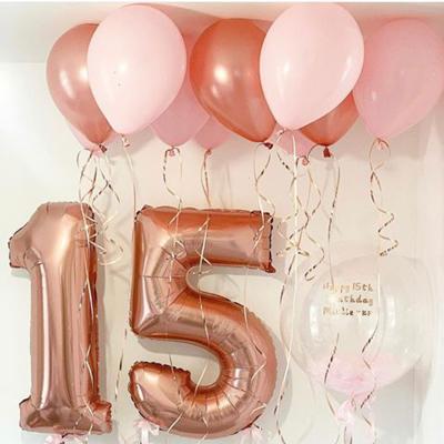 China 2021 festival decoration number selection 2021 number age foil balloons elegant pink gold birthday party decoration new design foil balloons 40 inch for sale