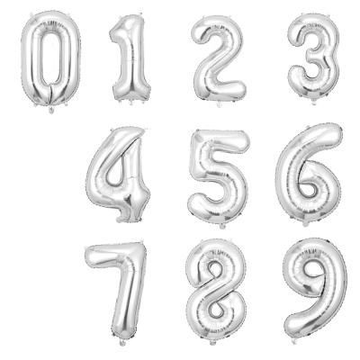 China Festival decoration selection silver foil balloon 40 inch number balloon metalicos en numero number balloons numeros de globos d'aluminium for sale