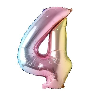 China 40 Inch Rainbow Colors Helium Foil Balloon Rainbow Number Balloon Birthday Decoration Festival Decoration Selection Number Mylar Balloons for sale