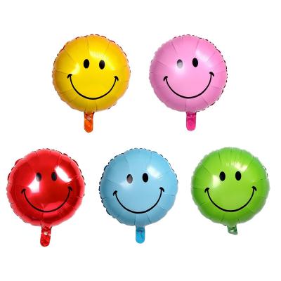 China 18 inch foil balloon multi color round festival decoration package shape Macaron smile expression foil balloon for sale