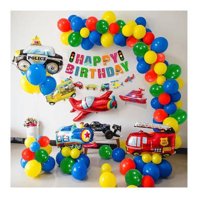 China Festival Decoration Selection Fashion Children's Birthday Party Rescue Vehicle Balloons Various Color Latex Chain Balloons for sale