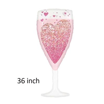 China Festival Decoration Package Pink Champagne Movie Balloon Glass Aluminum Adult Birthday Party Decoration for sale