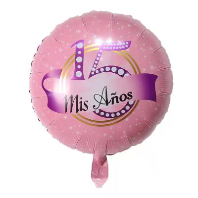 China Balloon Spanish Anos Festival Decoration Bundle Set 15 18 Inch Round Shape Foil Balloon For Birthday Party Decorations for sale