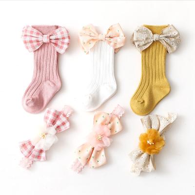 China INS Breathable Baby Beehive Bangs Gift Headband Hair Accessories and Children Socks Gift Box for sale