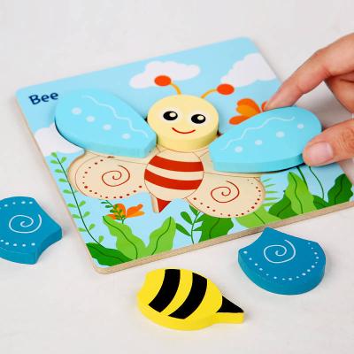 China Wooden Cartoon Toy 2021 Hot Selling New Designs 3d Puzzles Montessori Game Toys Educational Puzzles for sale