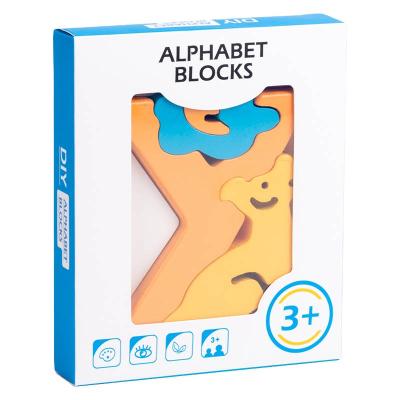 China Toy Fine Quality Wooden Cartoon Animal Alphabet Puzzle Children Learning Card Board Animal Puzzle for sale