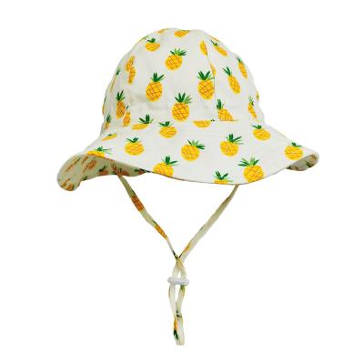 China New Eco-friendly Newborn Baby Girl Big Brim Spring And Summer Children'S Hat Cotton Sun Hat Printing Hats for sale