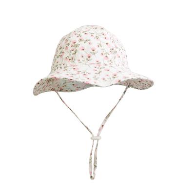 China New Eco-friendly Spring and Summer Children's Hat Printing Sun Hat Large Brim Cotton Newborn Bridesmaid Baby Hats for sale