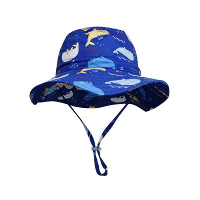 China New Eco-friendly Big Brim Sun Hat Cotton Cartoon Whale Spring and Summer Children's Hat Printing Newborn Baby Boy Hats for sale