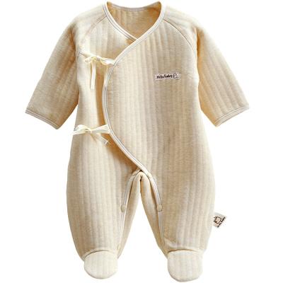 China Eco-Friendly Newborn Organic Cotton Baby Romper With Feet Boy And Girl Baby Clothes For Fall And Winter for sale