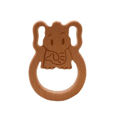 China Wooden Teether Ring Toy Cartoon Elephant Baby Teeth Natural Beech Eco-friendly Material 2021 New for sale