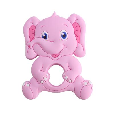 China 100%food grade Silicone New Amazon Cartoon Silicone Pearl The Elephant Baby Teether SoothingToy for sale